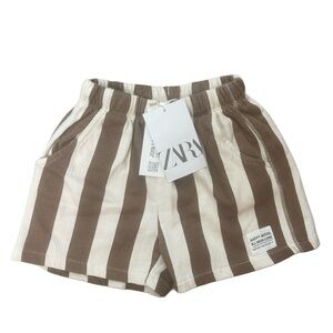 Zara Brown and Cream Striped Shorts